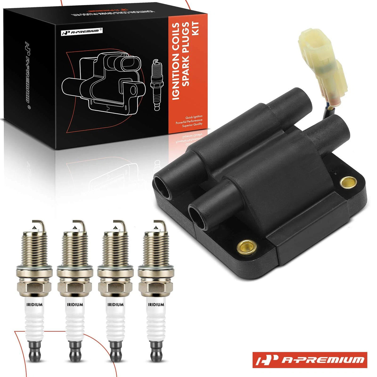 1x Ignition Coil & 4x Iridium Spark Plugs for Subaru Impreza (22433AA230, 22433AA240, UF160)