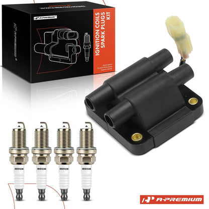 1x Ignition Coil & 4x Iridium Spark Plugs for Subaru Impreza (22433AA230, 22433AA240, UF160)