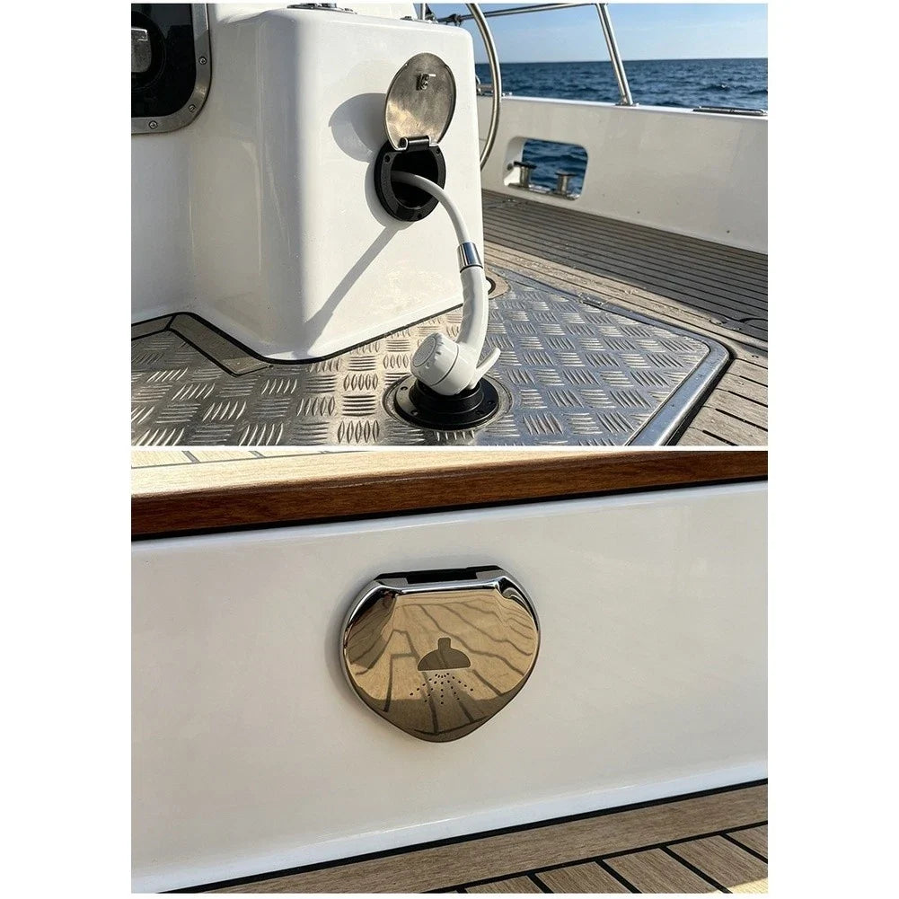 316 Stainless Steel Marine Shower Set for Boats (Rainfall Head, Nylon Hose)