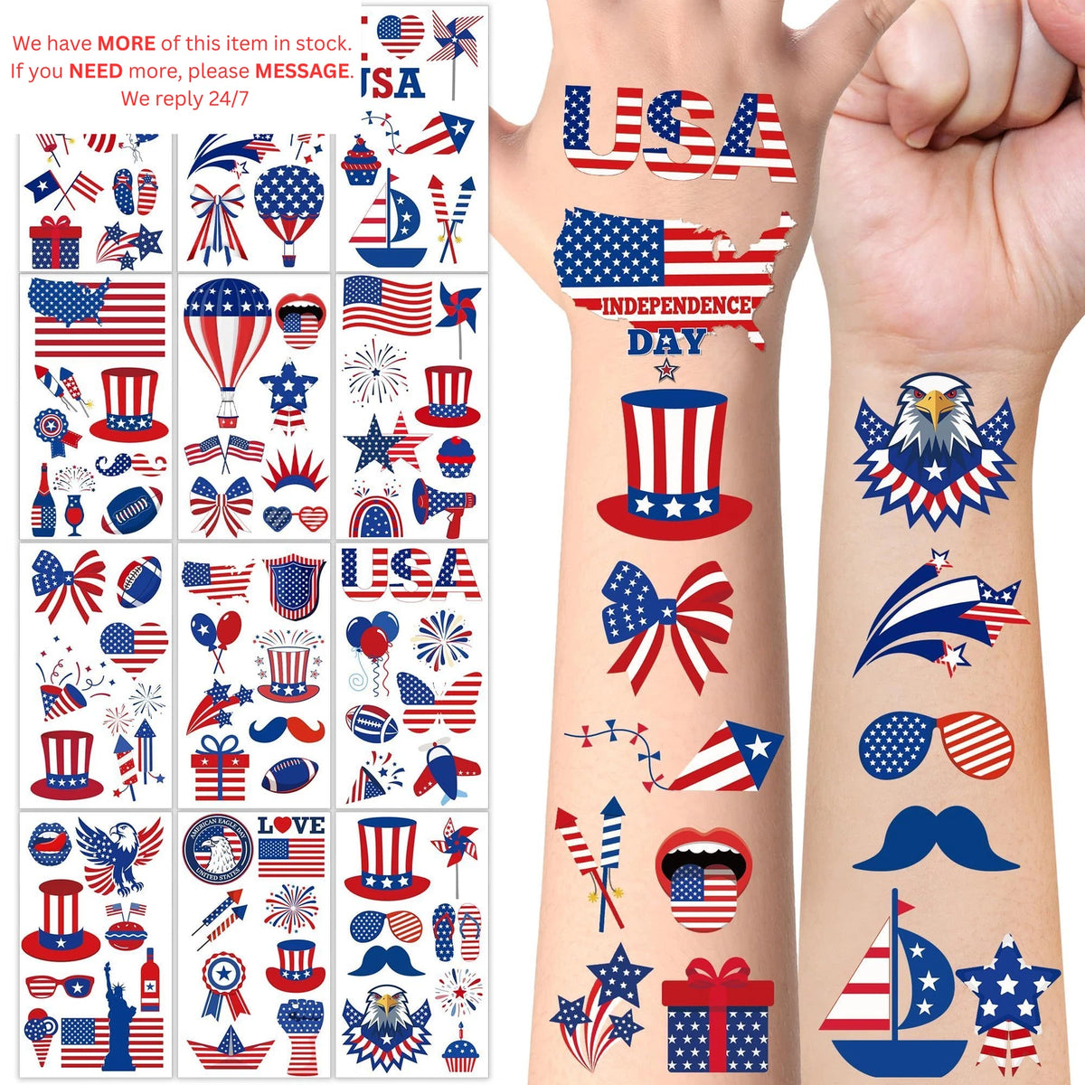 106 PCS 4th of July Tattoos for Fourth of July Celebrations