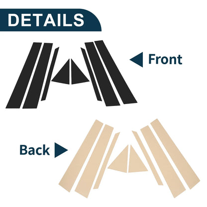 8 Pcs Door Pillar Window Trim for Toyota Prius (2010–2015) Black