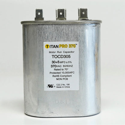 30/5 MFD Dual Motor Run Capacitor for HVAC Systems (370 Volts)