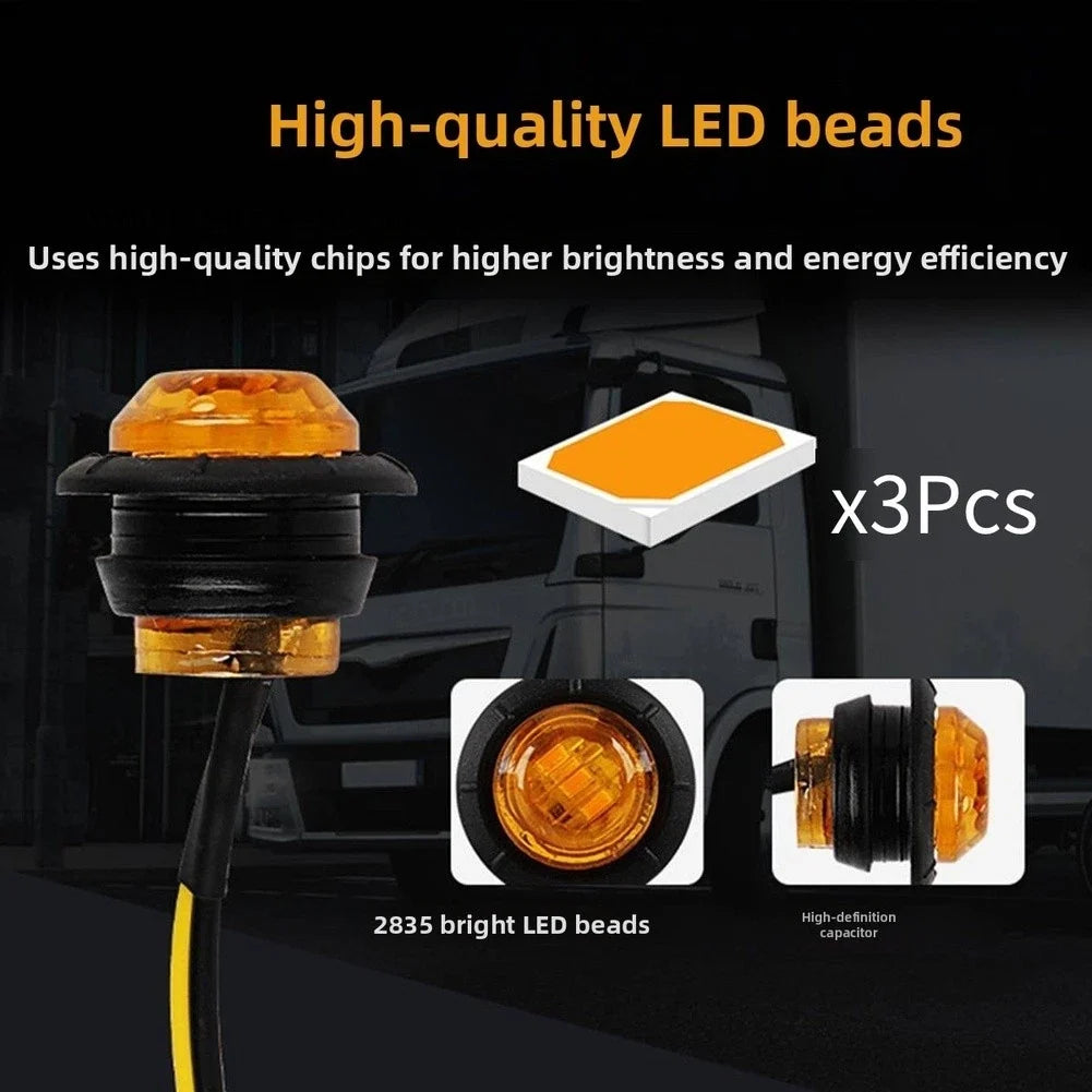 2X 24V LED Side Marker Lights for Trucks Waterproof Multi Color Options