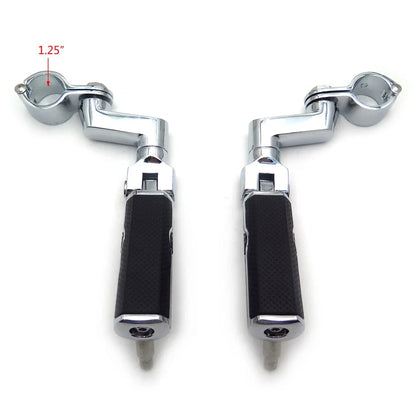 1-1/4" Chrome Gear Defiance Skull Highway Engine Guard Foot Pegs for Harley