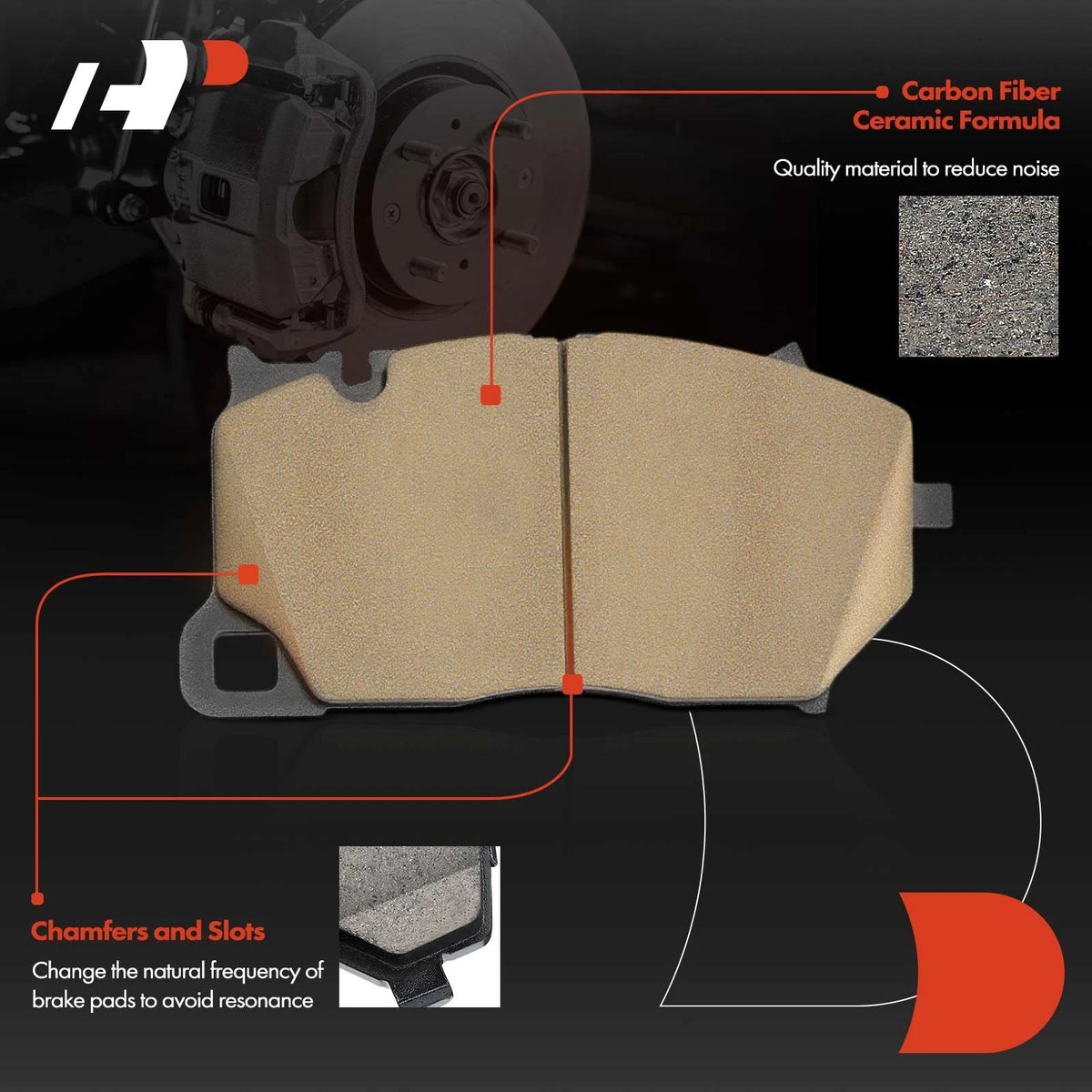 Set of 4 Front Ceramic Brake Pads w/Hardware for Porsche Cayenne (2016–2021) D1899