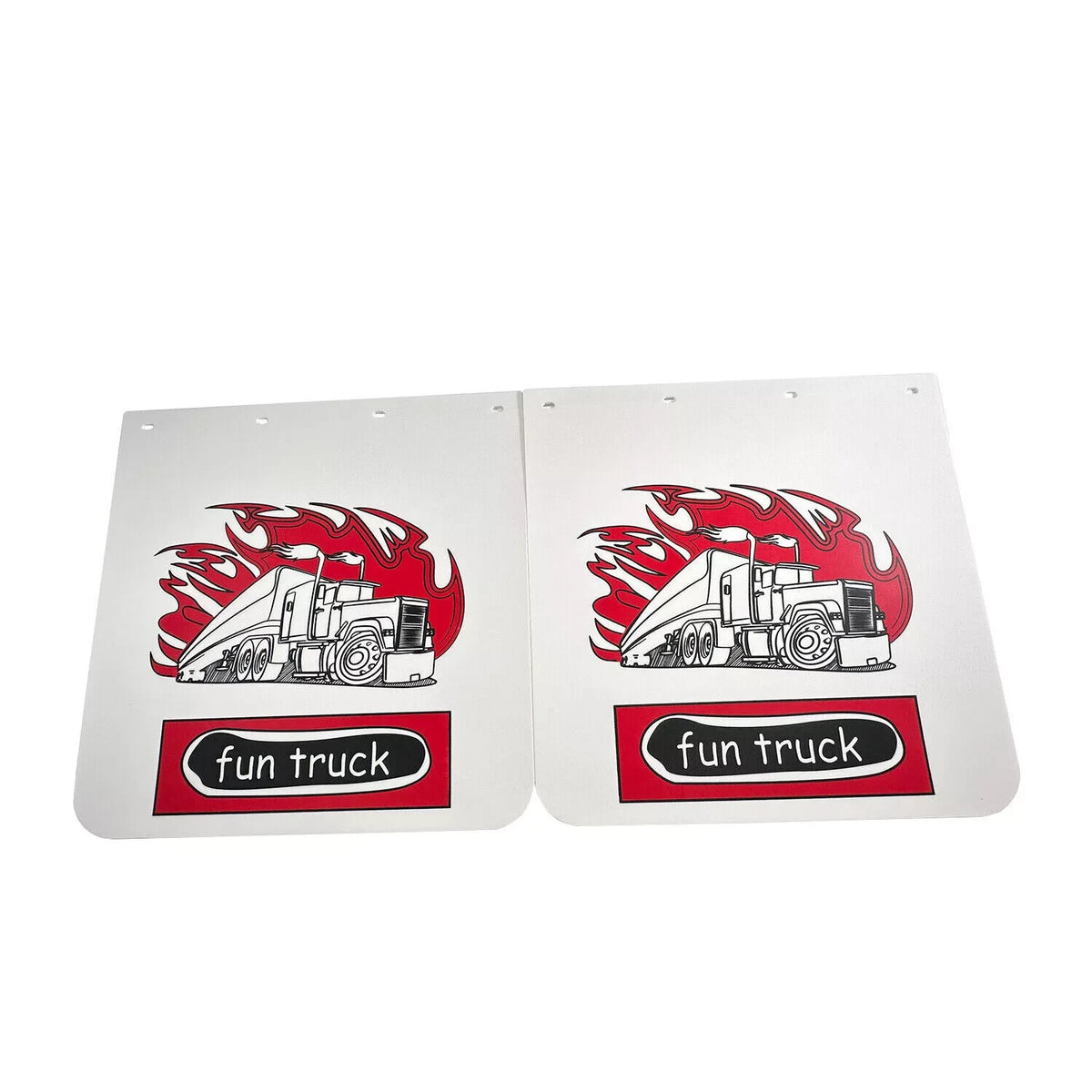 24" x 30" Mud Flaps for Semi Truck (902065) - White Straight Fun Pattern