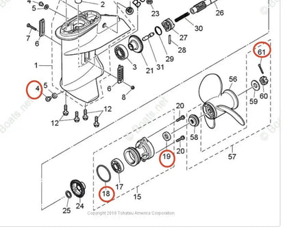 Lower Unit Seal Kit for Tohatsu 9.9HP 15HP 20/25HP 30HP 346650130 332600061
