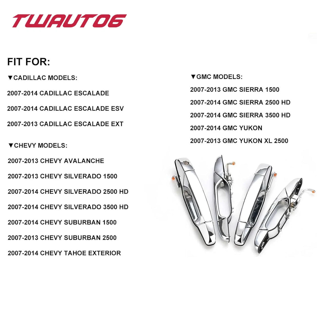 Exterior Chrome Door Handle 4 PCS for Chevrolet Silverado (2014–2019)