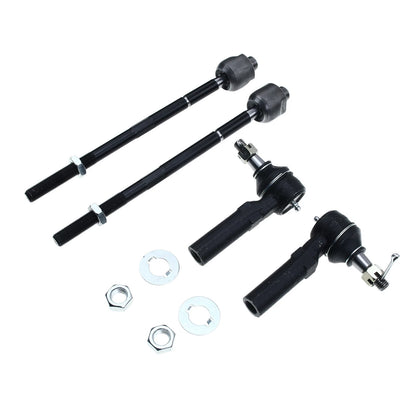Set of 4 Inner & Outer Tie Rods for Chevy Corvette (1997–2013) Cadillac XLR (2004–2009) - 26000001, 26057010, 26057011, ES2231RL, EV343