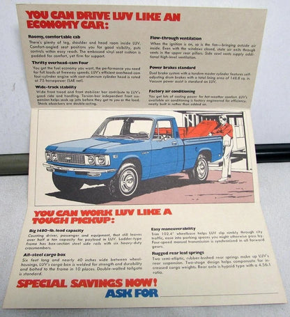 1975 Chevrolet Luv Pickup Truck Sales Folder Mailer