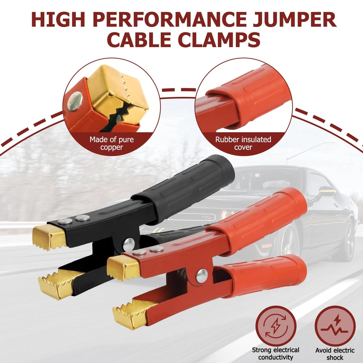 1 Pair Battery Charger Clamps 1000A for Jumper Cables