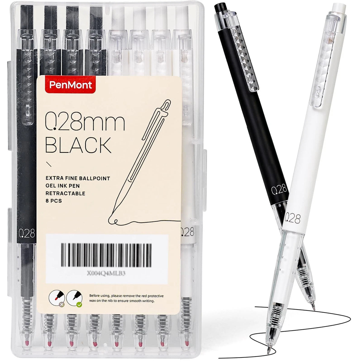 Set of 4 Retractable Gel Roller Pens for Japanese Style (0.28mm Ultra Fine)