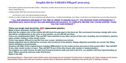 Graphic Stickers + NP/RIM Decals for Yamaha WR450F (2012–2015)