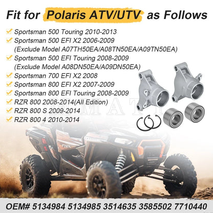 Set of 2 Rear Wheel Carriers w/ Bearings for Polaris RZR 4 800 (2010–2014)