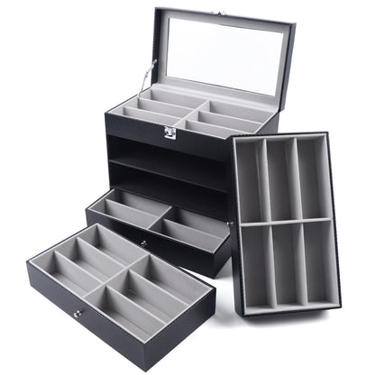 24-Slot Sunglasses Organizer Display Case Storage Box (3/4 Layers)