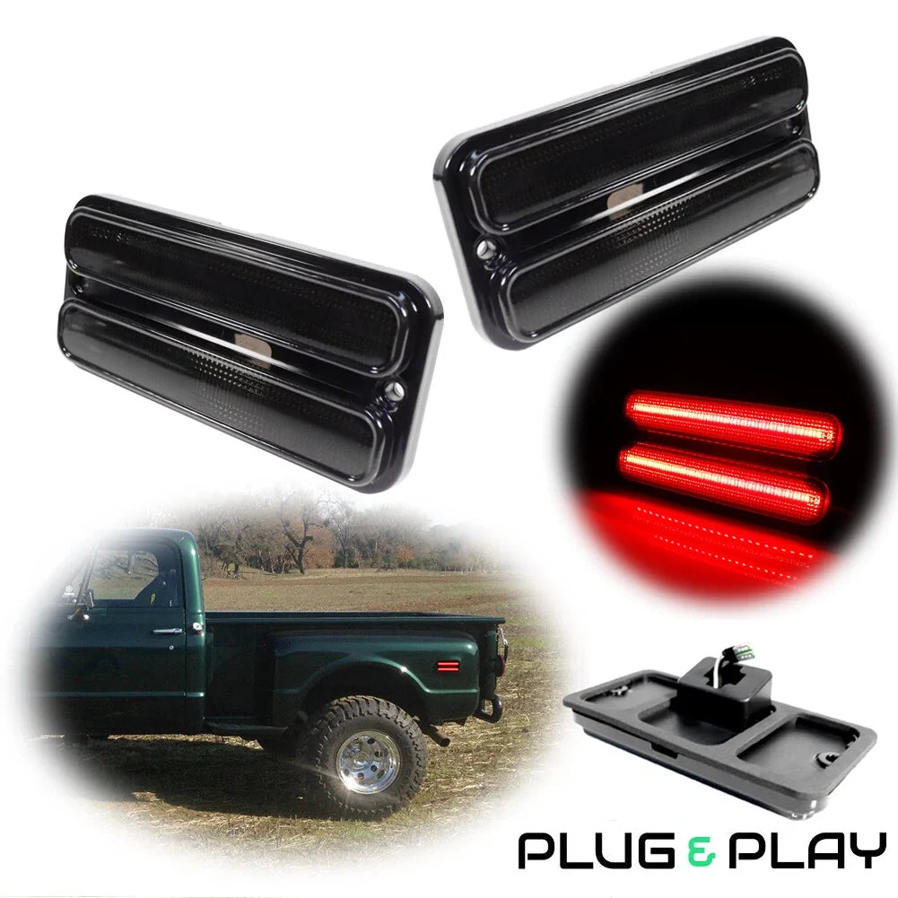 Black Lens Red Rear Side Marker Lights for Chevy GMC Truck (1968–1972)