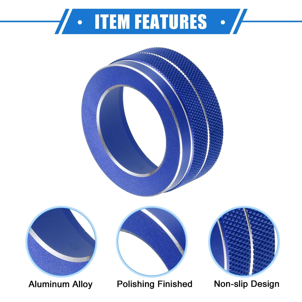 Set of 4 AC Climate Control Knob Rings for Toyota RAV4 (2019–2023) Blue
