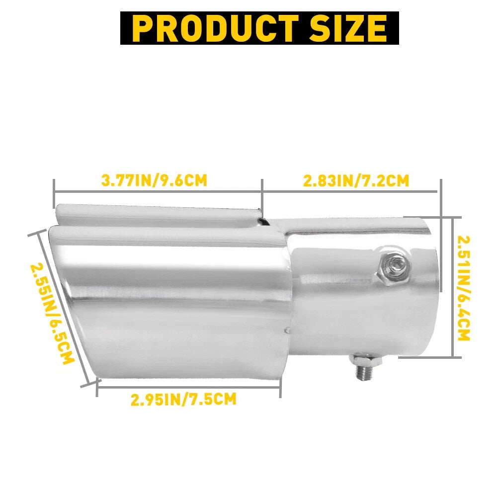 Dual Exhaust Pipe Tail Muffler Tip for Universal Fit (1.4"-2.5") Chrome Stainless Steel