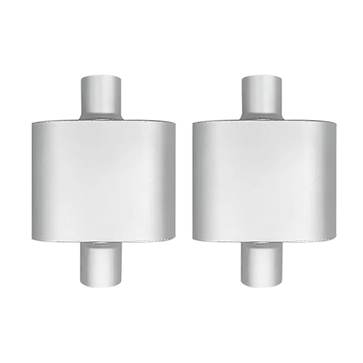 2X 2.5" Center Inlet Outlet Single Chamber Muffler for Universal Fit (2000–2023)