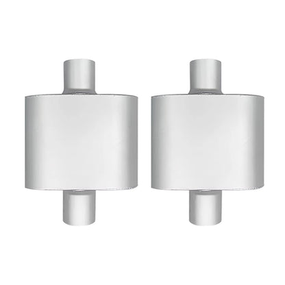 2X 2.5" Center Inlet Outlet Single Chamber Muffler for Universal Fit (2000–2023)