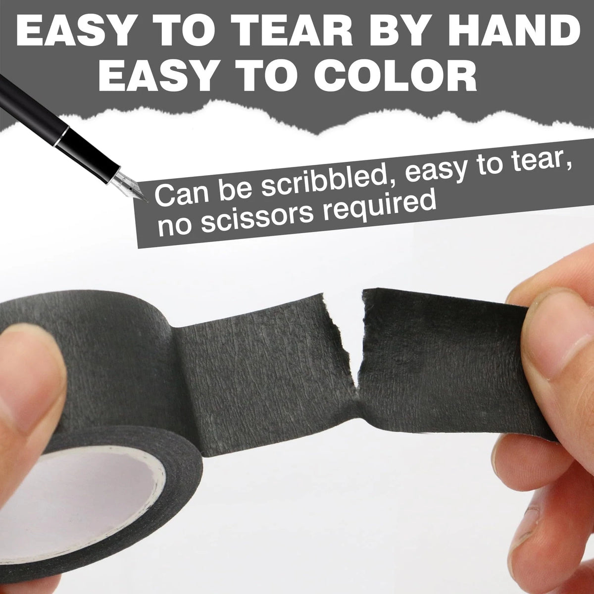 Black Painters Tape Masking 0.24/0.6/1/2 Inch Wide x 11 Yards