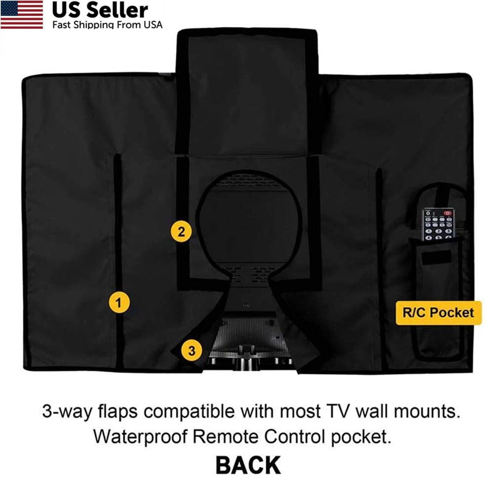 Outdoor TV Cover 55" - 58" with Bottom - 600D Black (No Part Numbers)