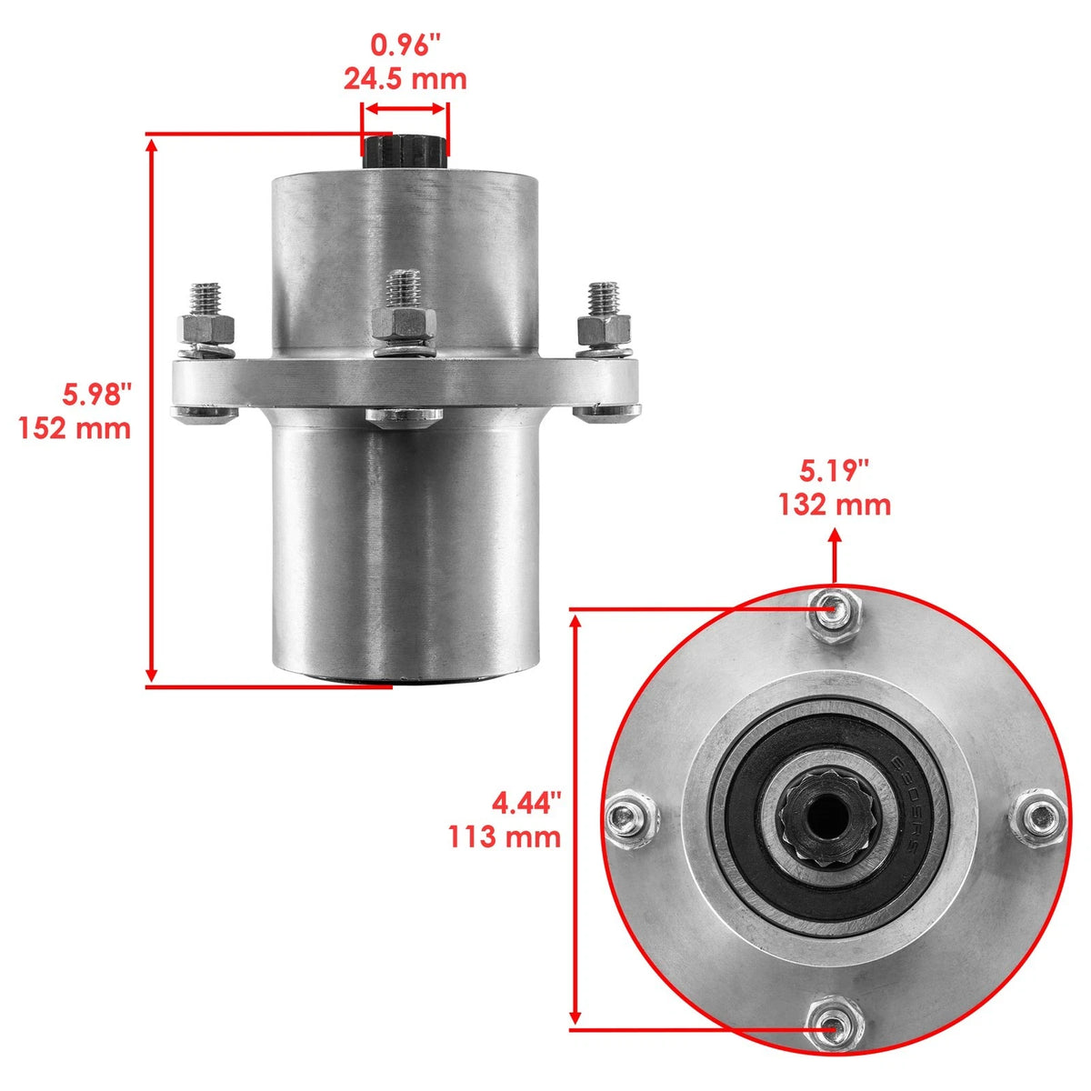 54" Deck Spindle with Pulley for Hustler Fastrak (SD2733+PY4533)
