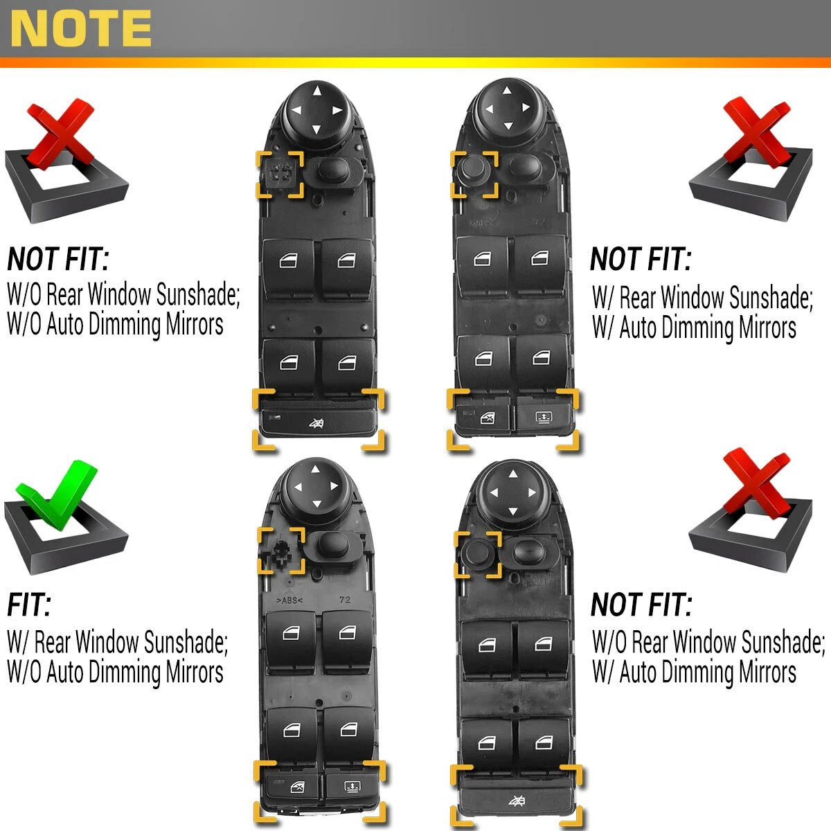 Front Left Power Window Switch for BMW 528i 528xi 535i 535xi 550i M5 (2008–2016) 61319122112