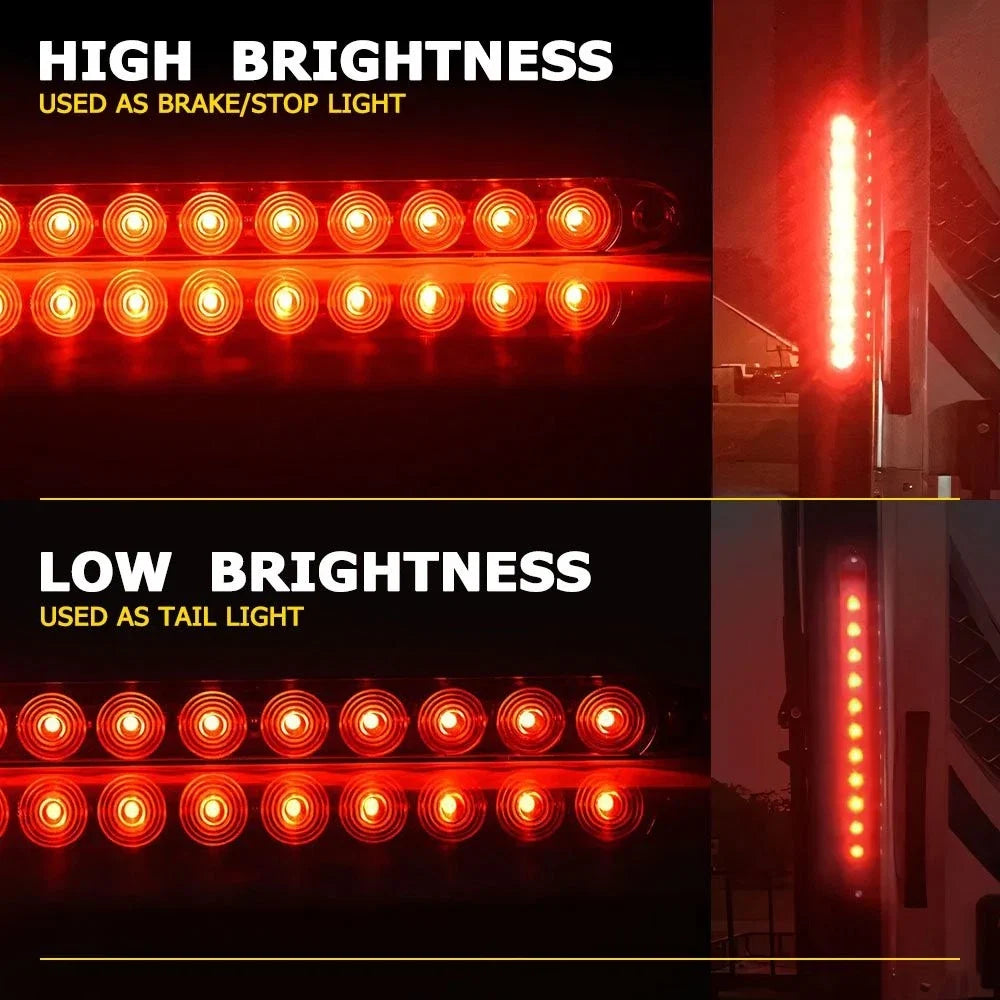2X 15" Red LED Truck Trailer Strip Brake Lights for USA Models