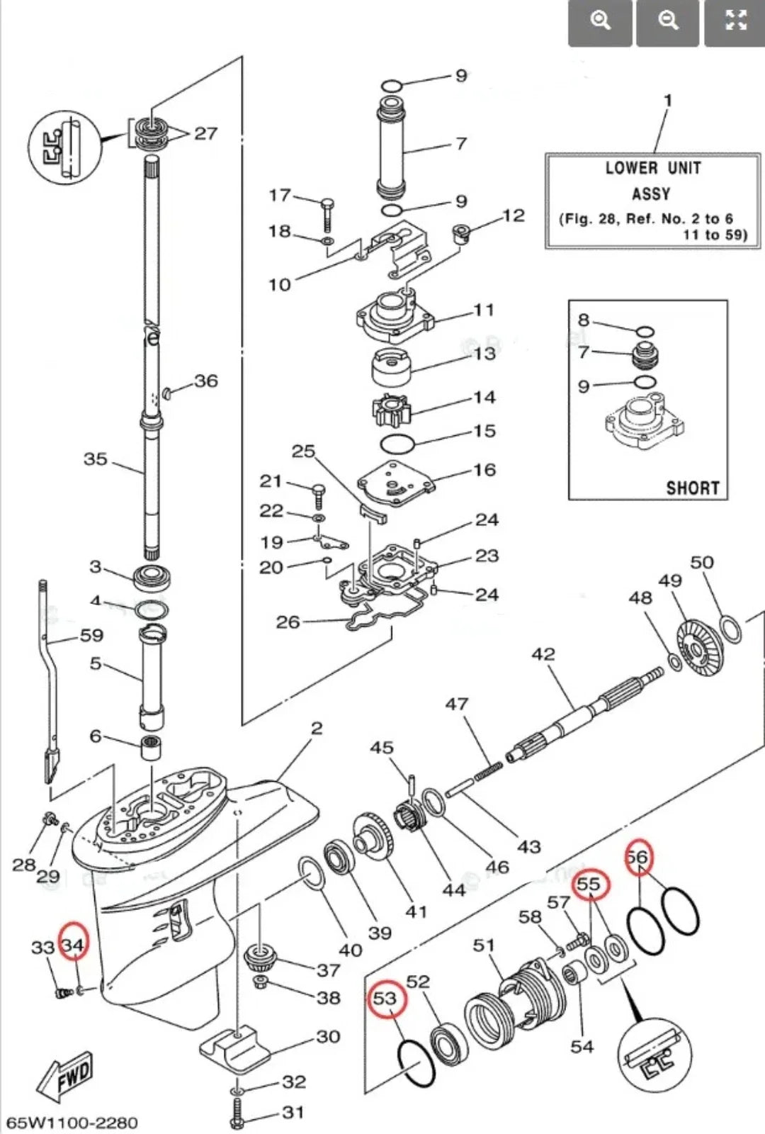 Seal Kit for Yamaha Outboard Motor Lower Gearcase 93101-20M07 93210-64ME7