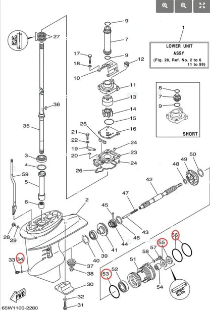 Seal Kit for Yamaha Outboard Motor Lower Gearcase 93101-20M07 93210-64ME7