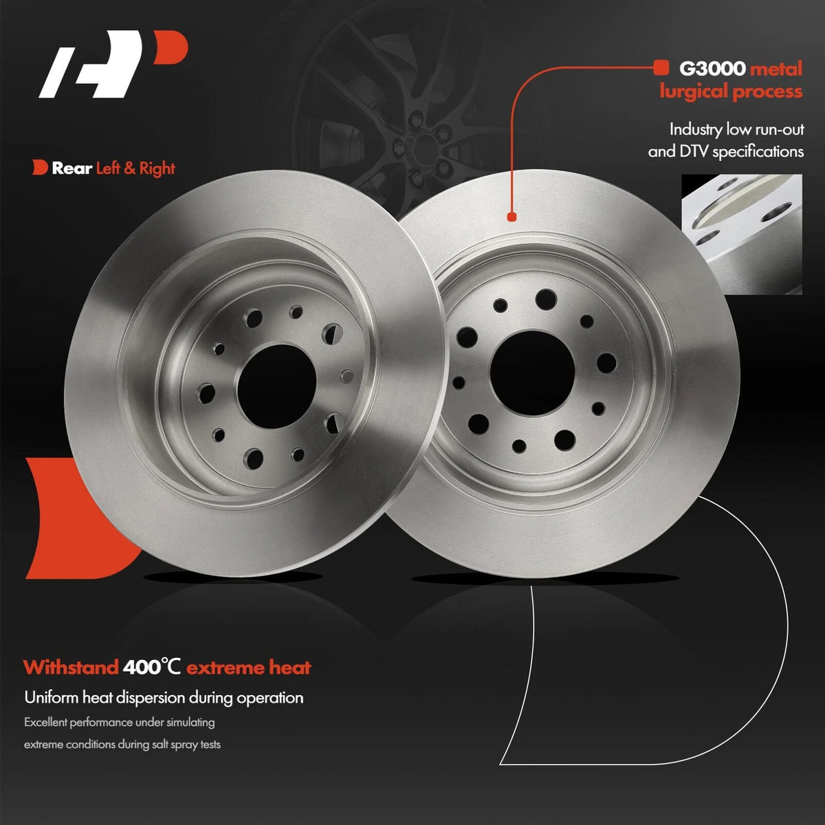 Set of 2 Rear Disc Brake Rotors for Jeep Wrangler JL (2018–2021) 12158019