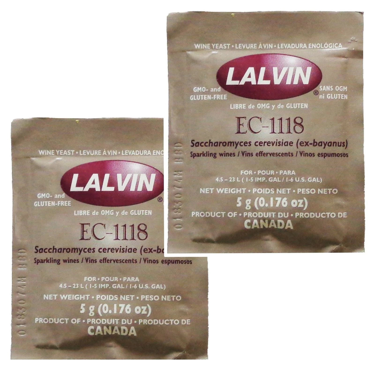 2X Wine Yeast EC1118 for Champagne Fermentation (5g Sachet, 18% ABV)