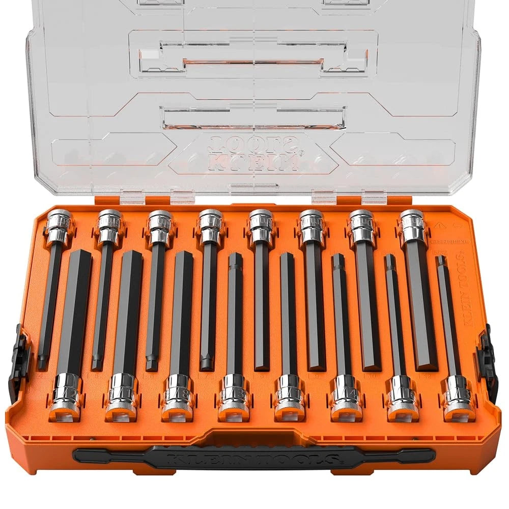 16-Piece Long Hex Bit Socket Set for Automotive (SAE & Metric)