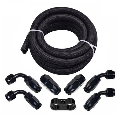 6AN Stainless Steel Nylon Braided Oil Fuel Line Kit for Universal Applications