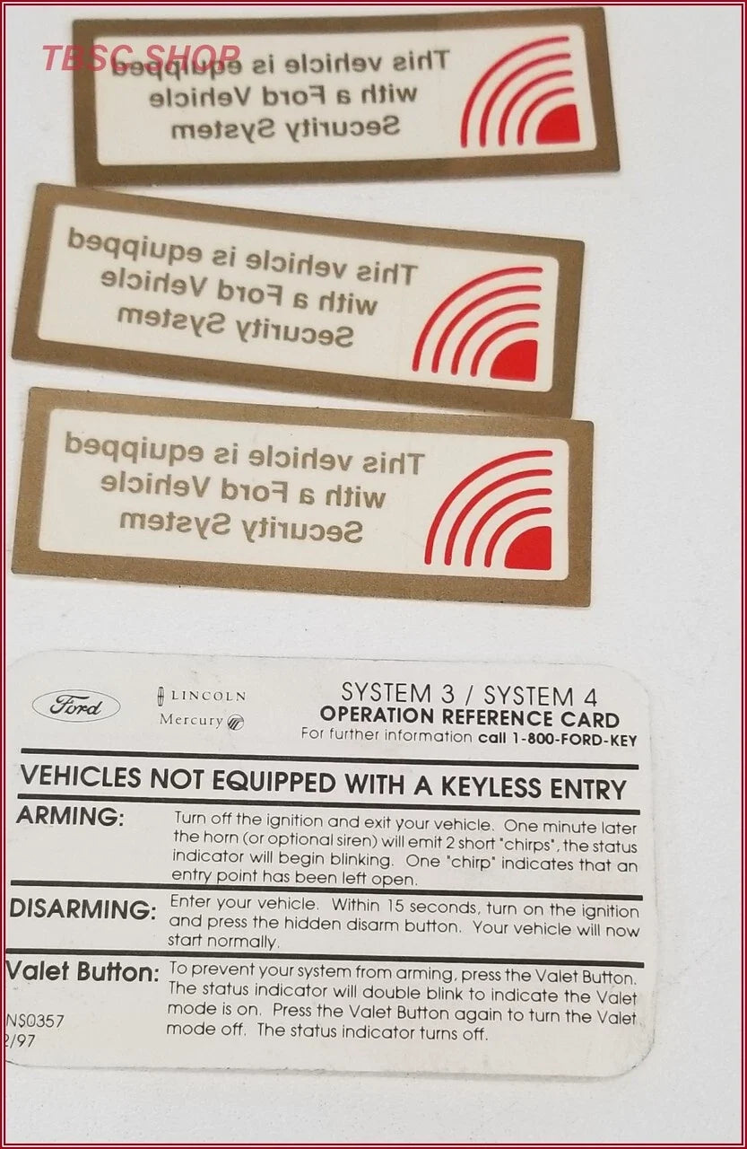 OEM Anti-Theft Window Sticker Kit for Thunderbird Cougar (1989–1998)