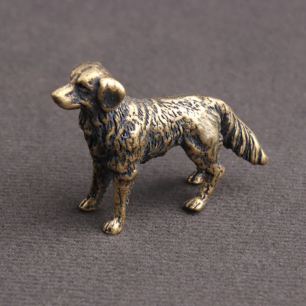 Small Dog Statue Solid Brass Figurine for Home Decoration