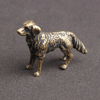 Small Dog Statue Solid Brass Figurine for Home Decoration
