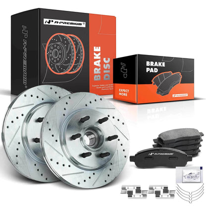 Set of 2 Front Drilled Brake Rotors & Ceramic Pads for Ford F-150 (2004–2023) P-1083, S-54107