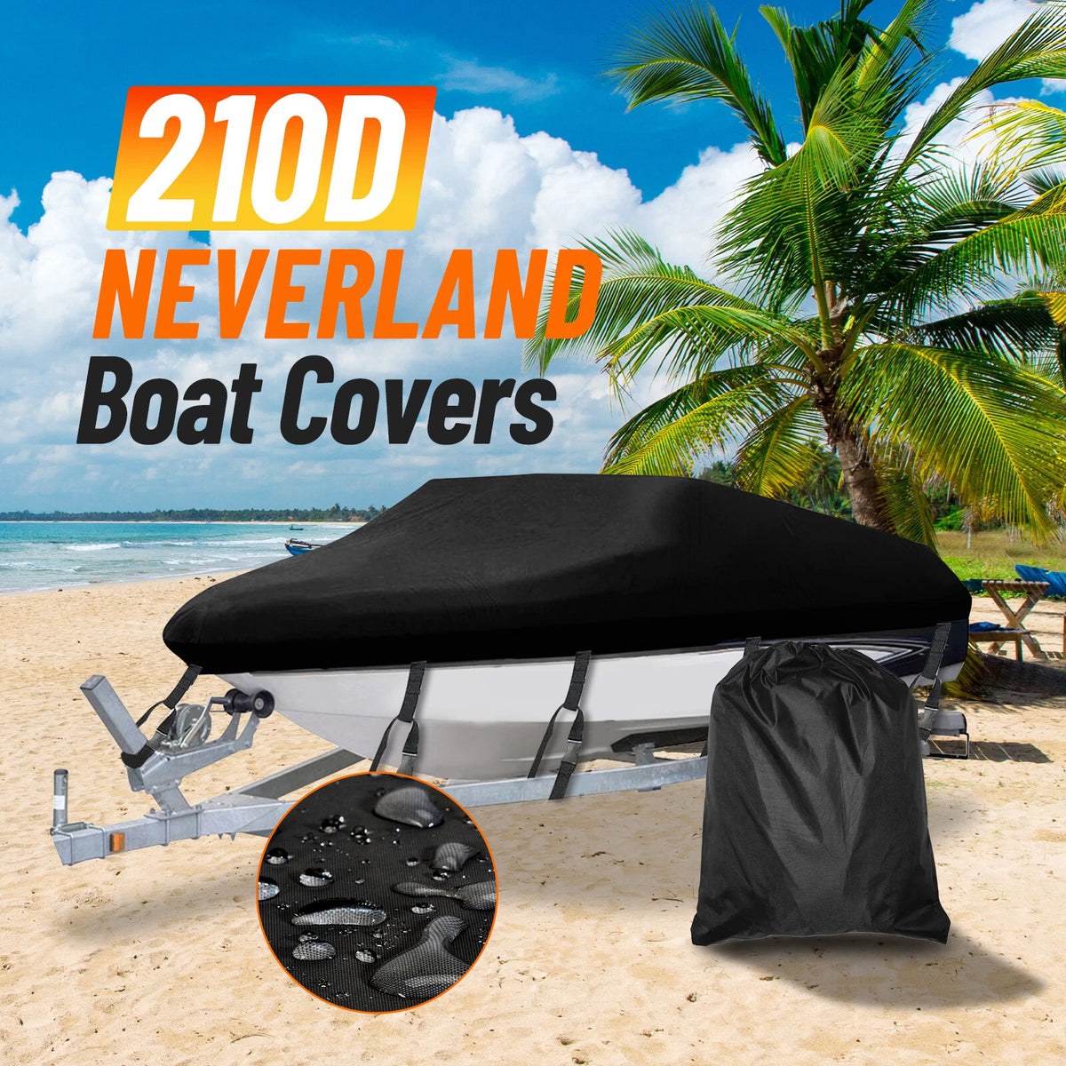 Trailerable Waterproof Boat Cover for V-Hull Runabouts (20-22ft)