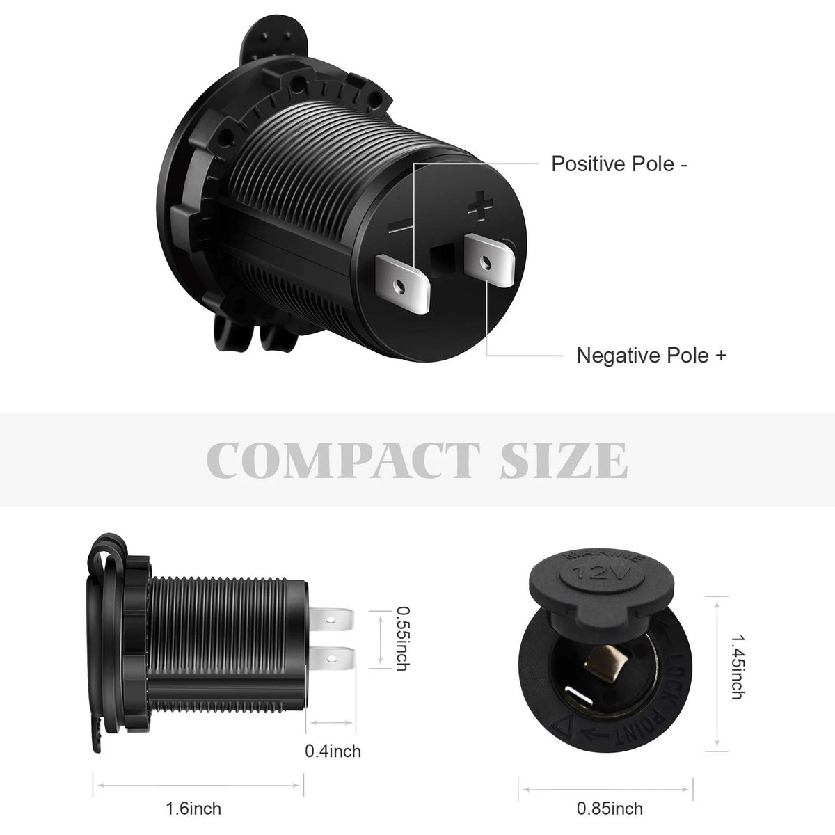 3X 12V Cigarette Lighter Socket for Car Marine Motorcycle ATV RV