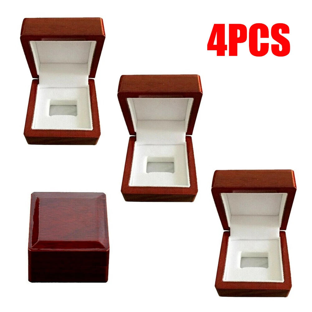 4-Pack Wood Box Storage Case for Championship Rings