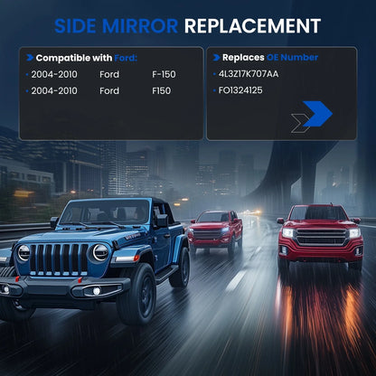 Left Driver Mirror Glass Non-Heated for Ford F-150 (2004–2014)