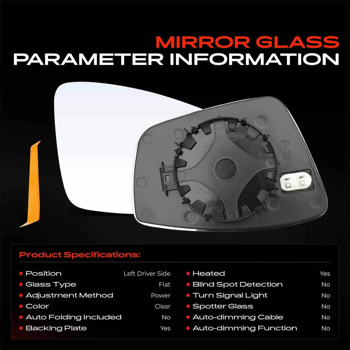 Heated Driver Power Mirror Glass for Volkswagen Jetta Passat (2011–2018) 5C6857521, 3C8857521, 966-557