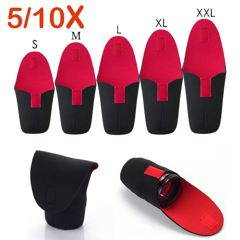 Set of 5 Neoprene DSLR Camera Lens Soft Protector Pouch Bag Case S M L XL XXL
