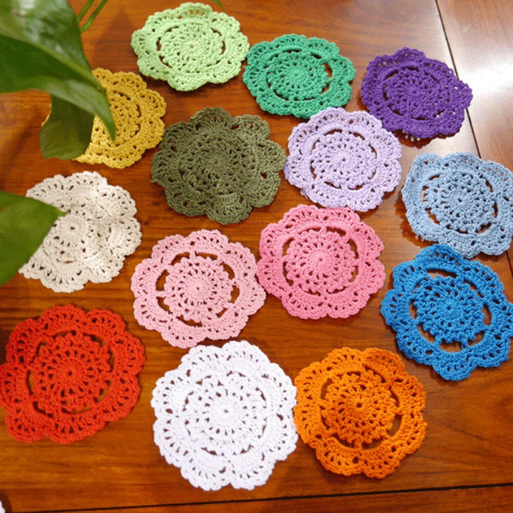 15Pcs 4" Round Crochet Lace Doilies Coaster Set