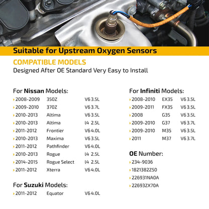 Upstream O2 Sensor for Nissan Altima 2007–2012, Nissan 350Z 2008–2009 234-9036