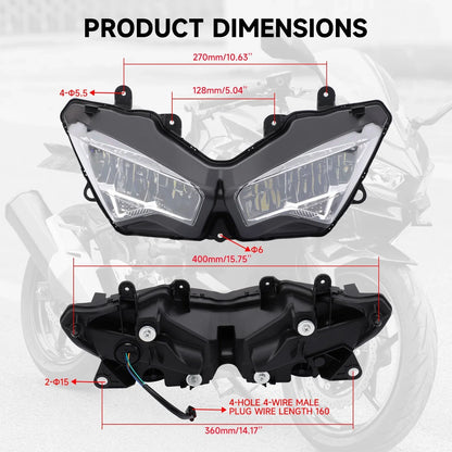 LED Front Headlight Assembly for Kawasaki Ninja 400 (2018–2025), Ninja 650 (2020–2025)