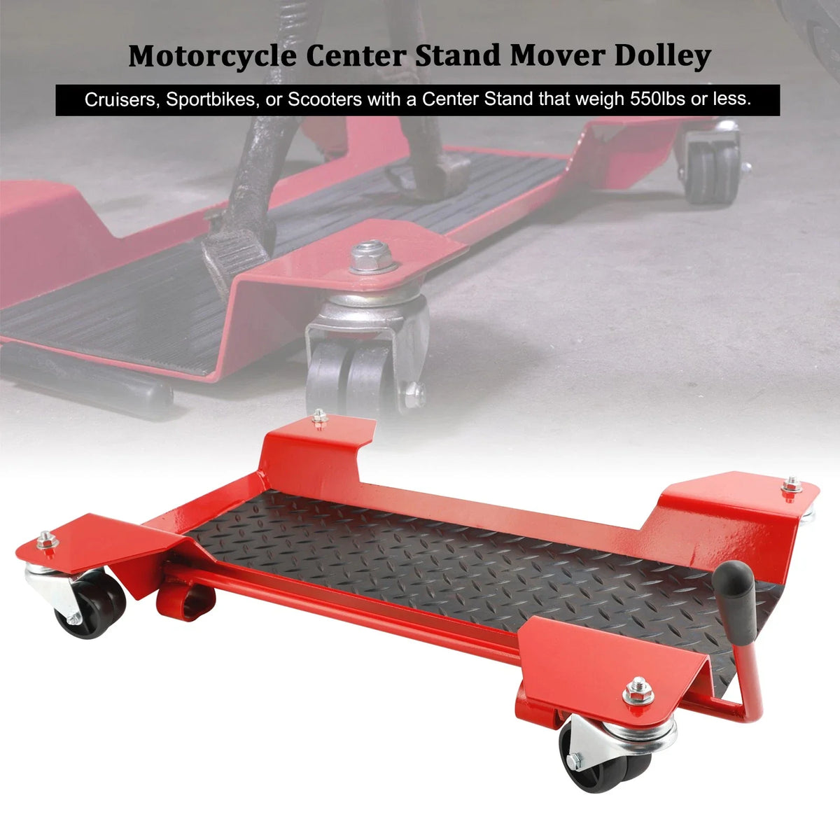 Motorcycle Centre Stand Dolly Trolley with 360 Degree Casters (250kg)