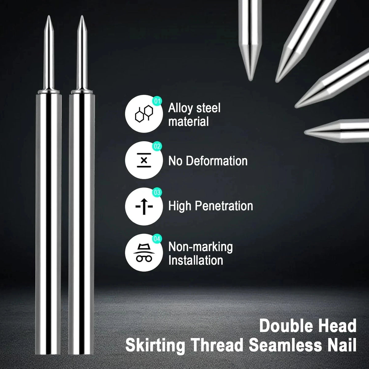 250 Pcs Double-Head Seamless Nails for Solid Wood Baseboard Installation